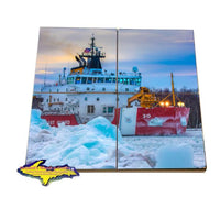 Great Lakes Coast Guard Mackinaw Drink Coaster Set For Sale 