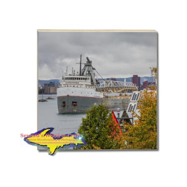 Great Lakes Freighter Cuyahoga Coaster & Trivets For Boat Fans!