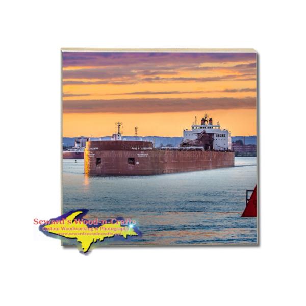Drink Coaster Great Lakes Freighter Paul Tregurtha Interlake Steamship Company Gifts