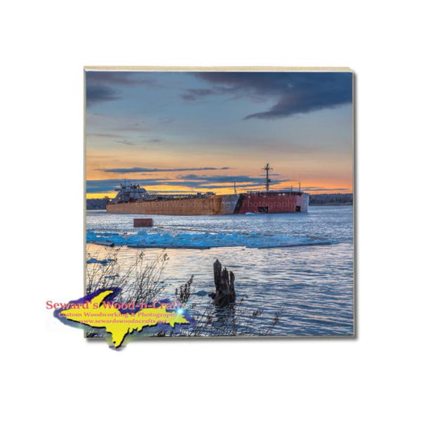 Drink Coaster Great Lake Freighter Presque Isle Great Lakes Marine Gifts & Collectibles