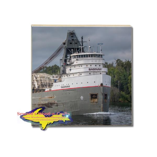 Great Lakes Freighter Saginaw Supply Boat Coaster & Trivets For Boat Fans