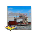 Sugar Island Ferry Sault Ste. Marie Michigan Winter Scene Drink Coasters Sugar Island Gifts