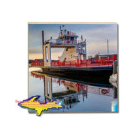 Sugar Island Ferry Reflection Drink Coaster Ste. Marie Michigan Collectibles