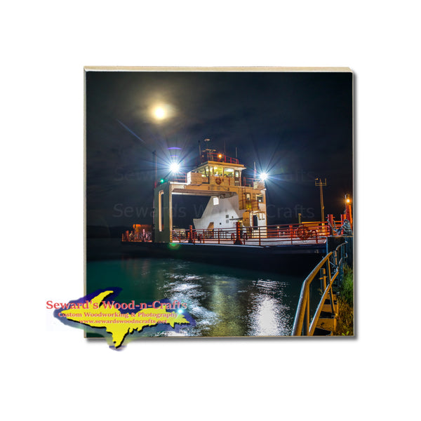 Sugar Islander II In Da Moonlight Drink Coaster & Trivets. Sugar Island Sault Ste. Marie, Michigan Yooper Gifts & Collectibles