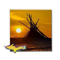 Michigan Made Drink Coasters Sunset Over Lake Superior At Whitefish Point Gifts And Collectibles