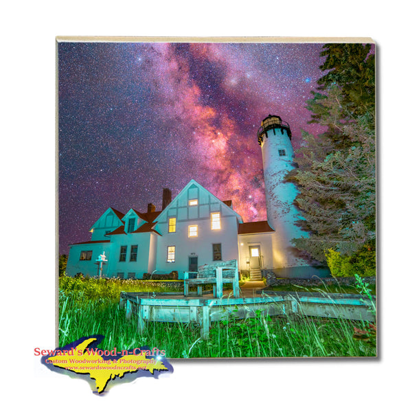 Michigan Made Drink Coasters Milky Way Point Iroquois Lighthouse Yooper Gifts