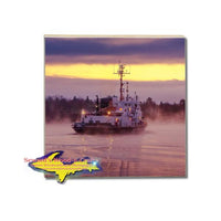 United States Coast Guard Cutter Biscayne Bay Drink Coaster St. Ignace Michigan Gifts For Great Lakes Coast Guard
