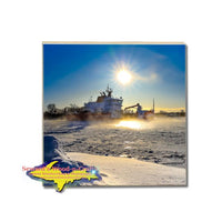 USCG Mackinaw Coast Guard Tile Photo Best Great Lakes Coaster Coast Guard Gifts & Collectibles