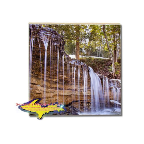 Michigan Waterfalls Drink Coaster Au Train Falls Munising, Michigan Made Gifts 