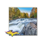 Michigan Coaster of Bond Falls in Michigan's Upper Peninsula. Build Your Own Michigan Coaster Set. Unique Michigan Made coasters make unique gifts.