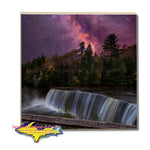 Michigan Made Drink Coasters Milky Way Over Upper Tahquamenon Falls Drink Coaster Yooper Gifts