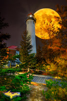 Michigan Lighthouse Photos Crisp Point Lighthouse Full Moon Rising Composite
