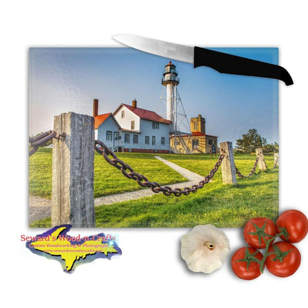 Michigan Made Glass Cutting Boards Whitefish Point Lighthouse Yooper Gifts