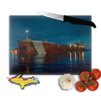 Great Lakes Freighter Gifts Glass Cutting Boards Ship Edwin H. Gott