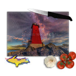 Michigan Made Glass Cutting Boards Milky Way Over Manistique Lighthouse Yooper Gifts