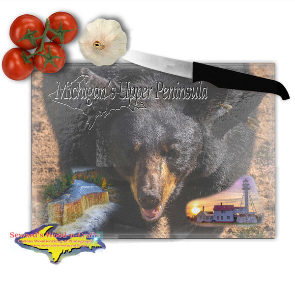 Michigan's Upper Peninsula Black Bear Cutting Board Yooper Gifts