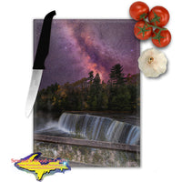 Michigan Made Glass Cutting Boards Milky Way Over Upper Tahquamenon Falls Yooper Gifts