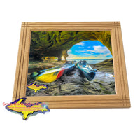 Kayaking Michigan Pictured Rocks Cave Framed Photo Extreme Sports Decor