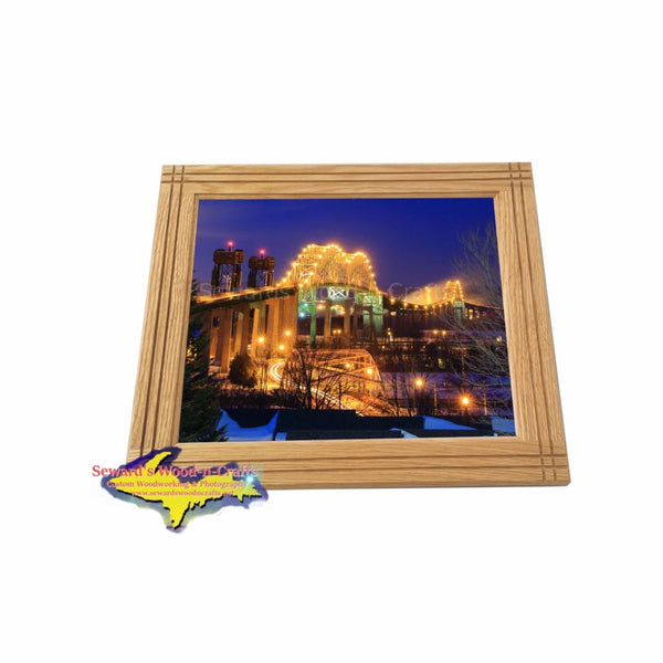 International Bridge Sault Ste. Marie Michigan Framed Metal Photo Great Price