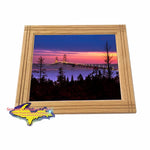 Winter Evening Mackinac Bridge Michigan Framed Photo My Home State Wall Art