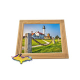 Hand made oak wood frame with a Michigan picture of Whitefish Point Lighthouse