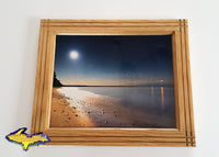 Moon Venus Jupiter Reflections On Whitefish Bay Paradise Michigan Framed Photo