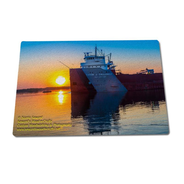 Great Lakes Freighter Photos Tempered Glass Cutting Board Cason J Callaway Gifts For Great Lakes Fleet