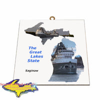 Saginaw Photo Tile Michigan Theme Gifts for boatnerd fans
