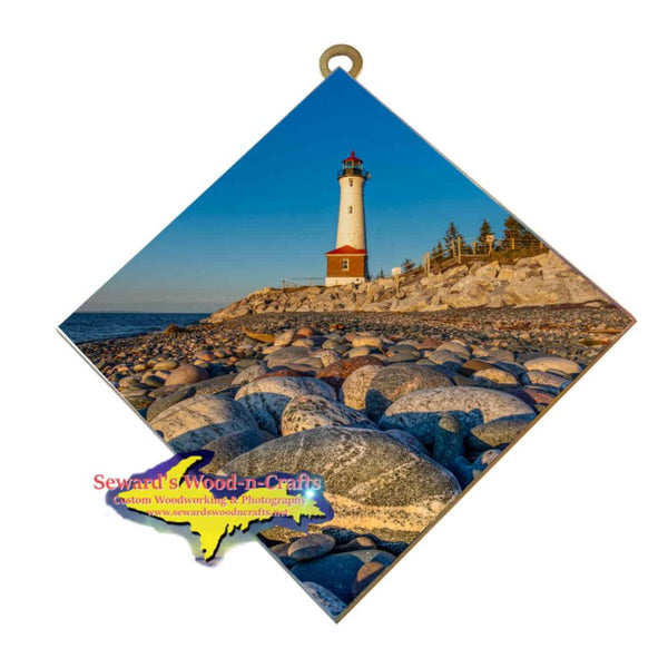Michigan Made Wall Art Crisp Point Lighthouse And Lake Superior Rocks Yooper Gifts