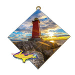 Manistique East Breakwater Lighthouse Michigan's Upper Peninsula Art Tiles Best Home Office Decore