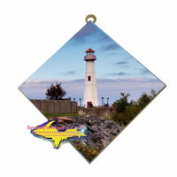 Lighthouse in St.Ignace overlooking the Straits of Mackinac Wall Art Gift