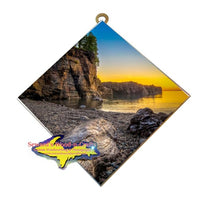 Presque Isle Sunset Black Rocks Marquette, Michigan Made Artwork Yooper Gifts