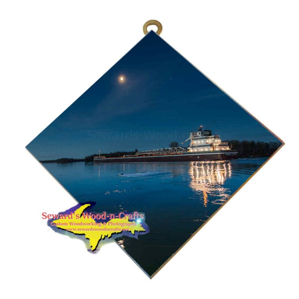 Great Lakes Freighter Wall Art Joseph Block With The Full Moon Photo
