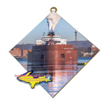Great Lakes Freighter Wall Art Mesabi Miner Moon Photo Tile Boat Fan Gifts