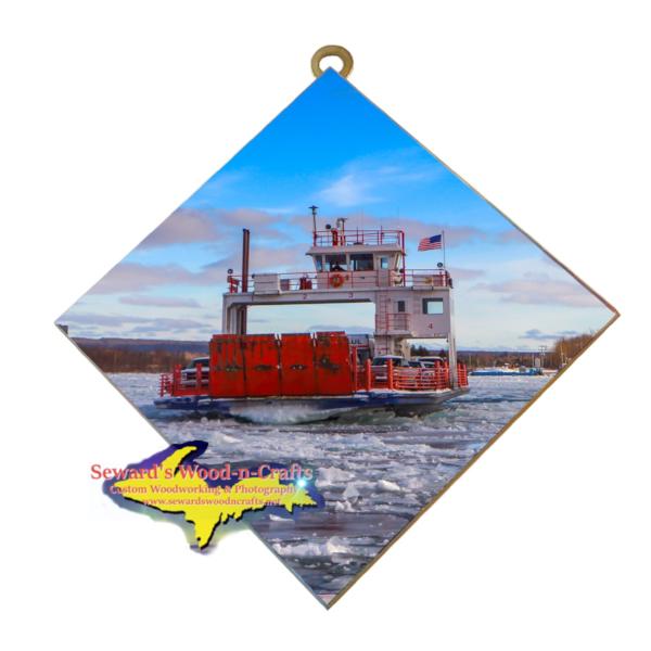 Sugar Island Ferry Winter Photo Tile Sault Michigan Gifts & Collectibles