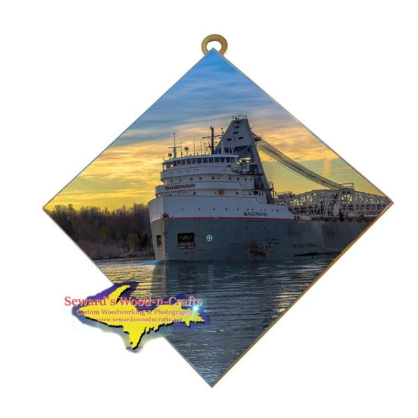 Great Lakes Freighter Gifts Saginaw Wall Art Photo Tile For Boat Lovers