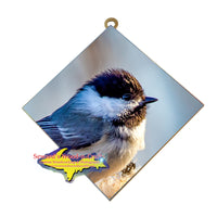 Wildlife Photography Chickadee Hanging Art Tile Best Michigan Made gifts