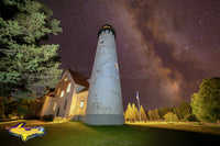 Michigan Photography  Point Iroquois Lighthouse and the Milky Way at Brimley, Michigan