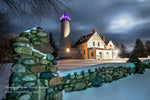 Michigan Photography Full Moon over Iroquois Point Lighthouse near Brimley in Michigan's Upper Peninsula