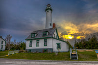 Sunset at the New Presque Isle Lighthouse in Presque Isle, Michigan Great Lakes Lightouses