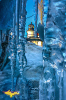 Point Betsie Lighthouse Winter Ice Photo Michigan Photography Home or Office Decor