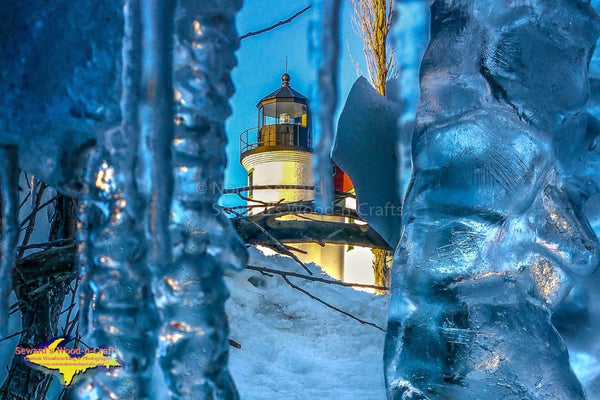 Michigan Photography Point Betsie Lighthouse Winter Blue Ice Photo
