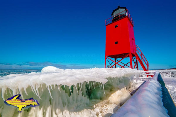 Lighthouse Charlevoix Winter Ice Photo Michigan Photography Images For Sale
