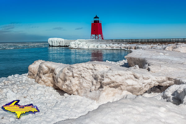 Charlevoix Michigan Lighthouse Winter Scene Photo
