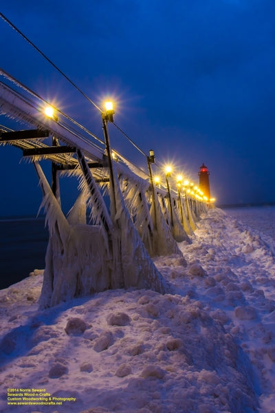Michigan Photography An Icy Night At Grand Haven Lighthouse Best Photos Michigan Decor