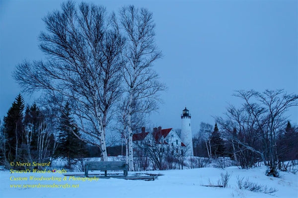 Point Lighthouse Iroquois Winter Evening Photo Michigan's Upper Peninsula