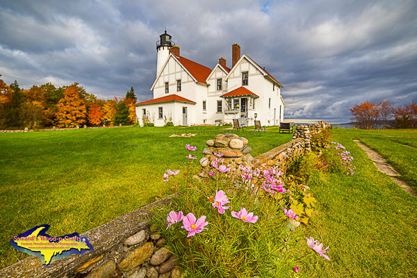 Point Iroquois Lighthouse at Autumn Colors at Brimley, Michigan