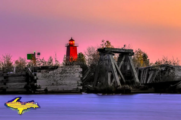 Michigan Photography Manistique East Breakwater Lighthouse & Old Historical Ferry Dock