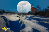 Michigan Landscape Photography Super Snow Moon Marquette Michigan Composite Image