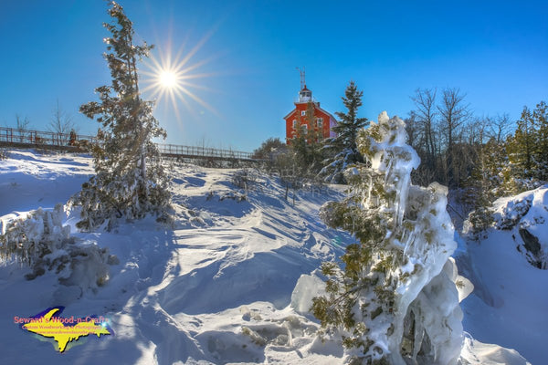 Michigan Landscape Photography Marquette Lighthouse Winter Sun Photo